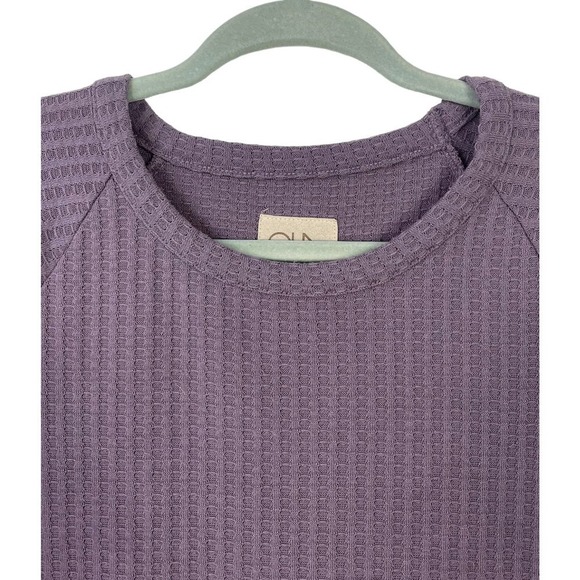 Chaser Waffle Knit Long Sleeve Thermal Mystic Purple Top Small Casual Cozy - Picture 4 of 8